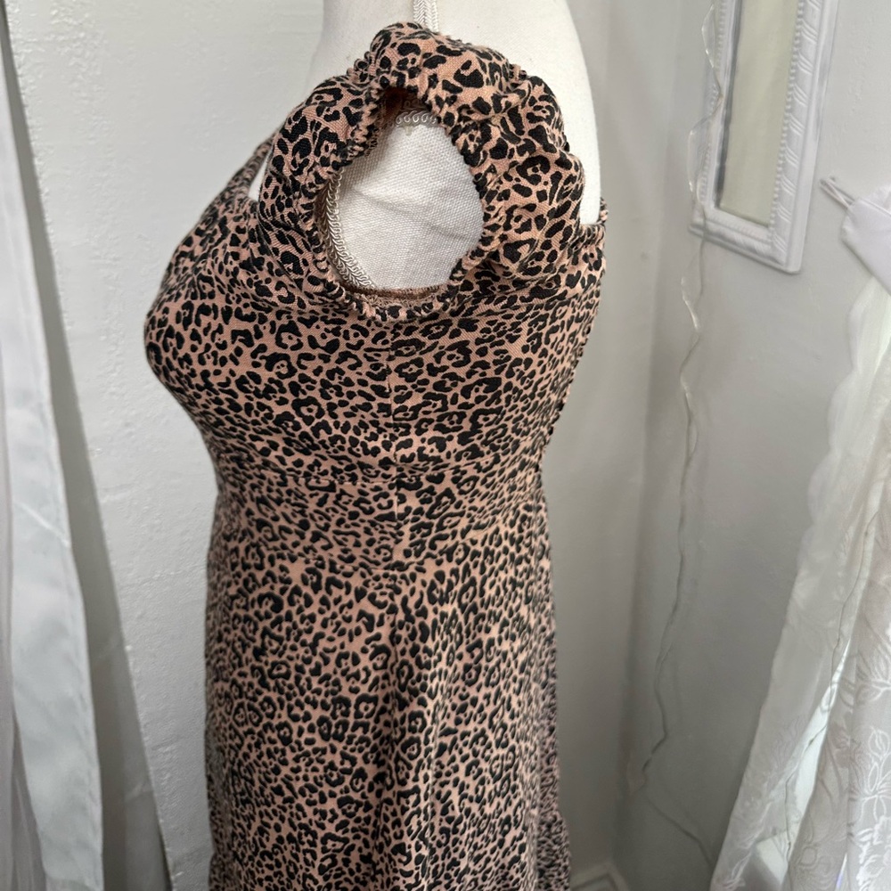 Reformation Toulouse Linen Off Shoulder Leopard Print Midi Dress size 4 - Picture 5 of 10